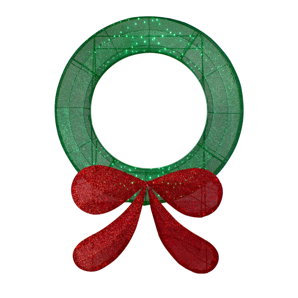 Northlight 48" Lighted Tinsel Xmas Wreath – Red/Green