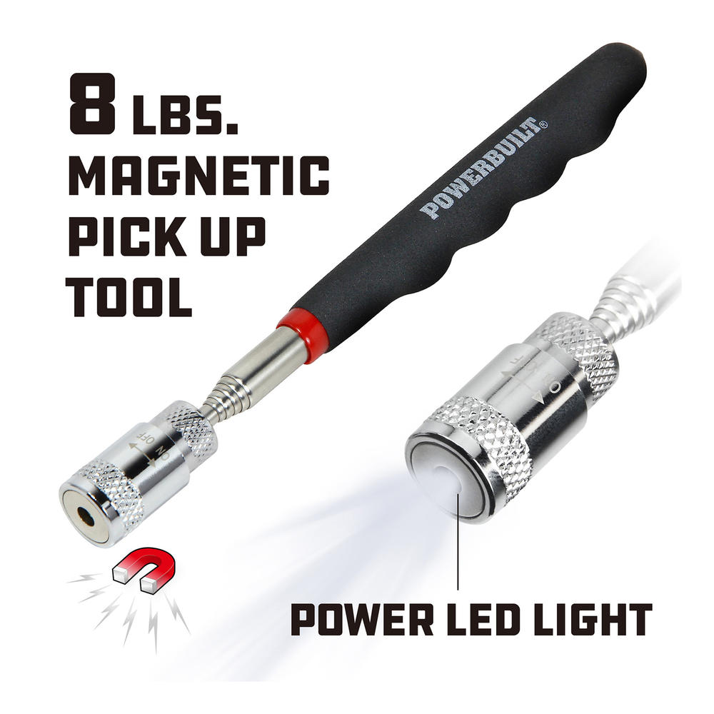 Powerbuilt 8lb Lighted Magnetic Pick Up Tool