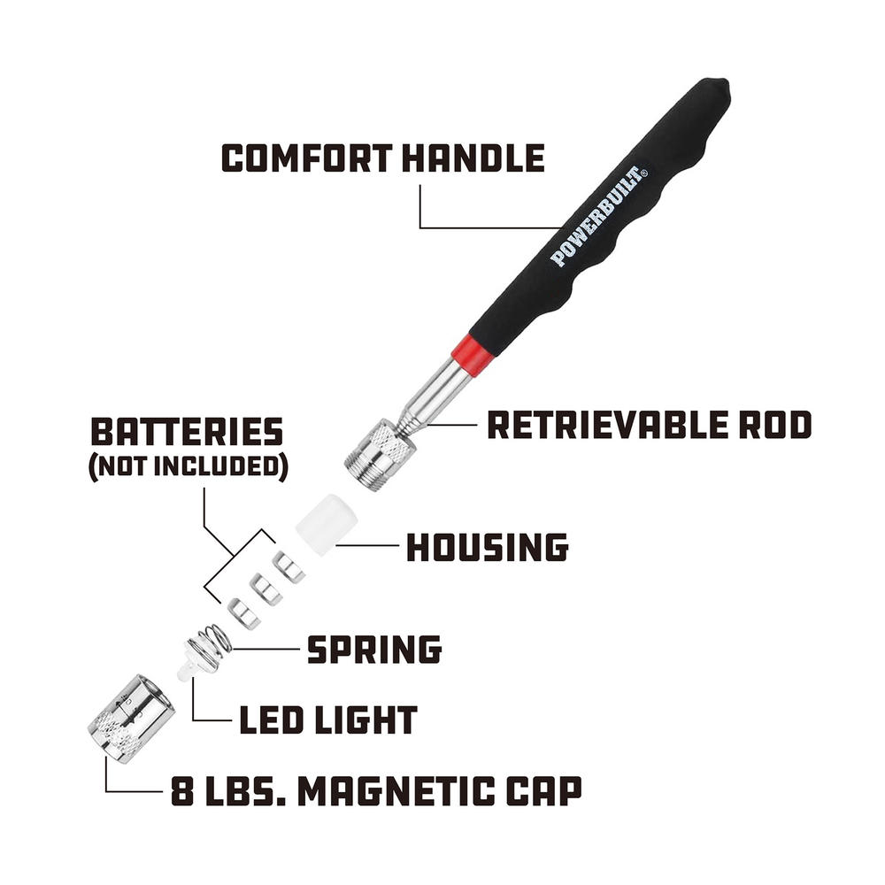 Powerbuilt 8lb Lighted Magnetic Pick Up Tool