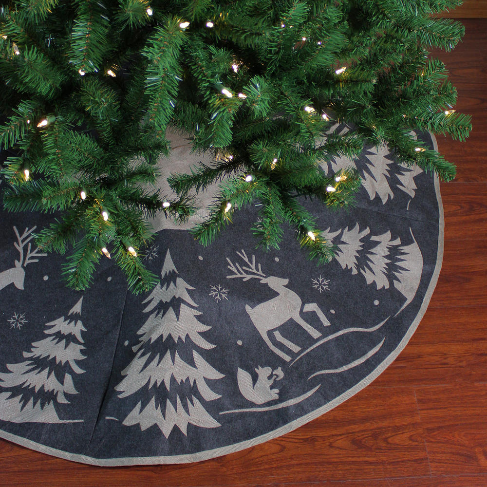 DYNO 56" Reindeer in Forest Xmas Tree Skirt - Gray/Black