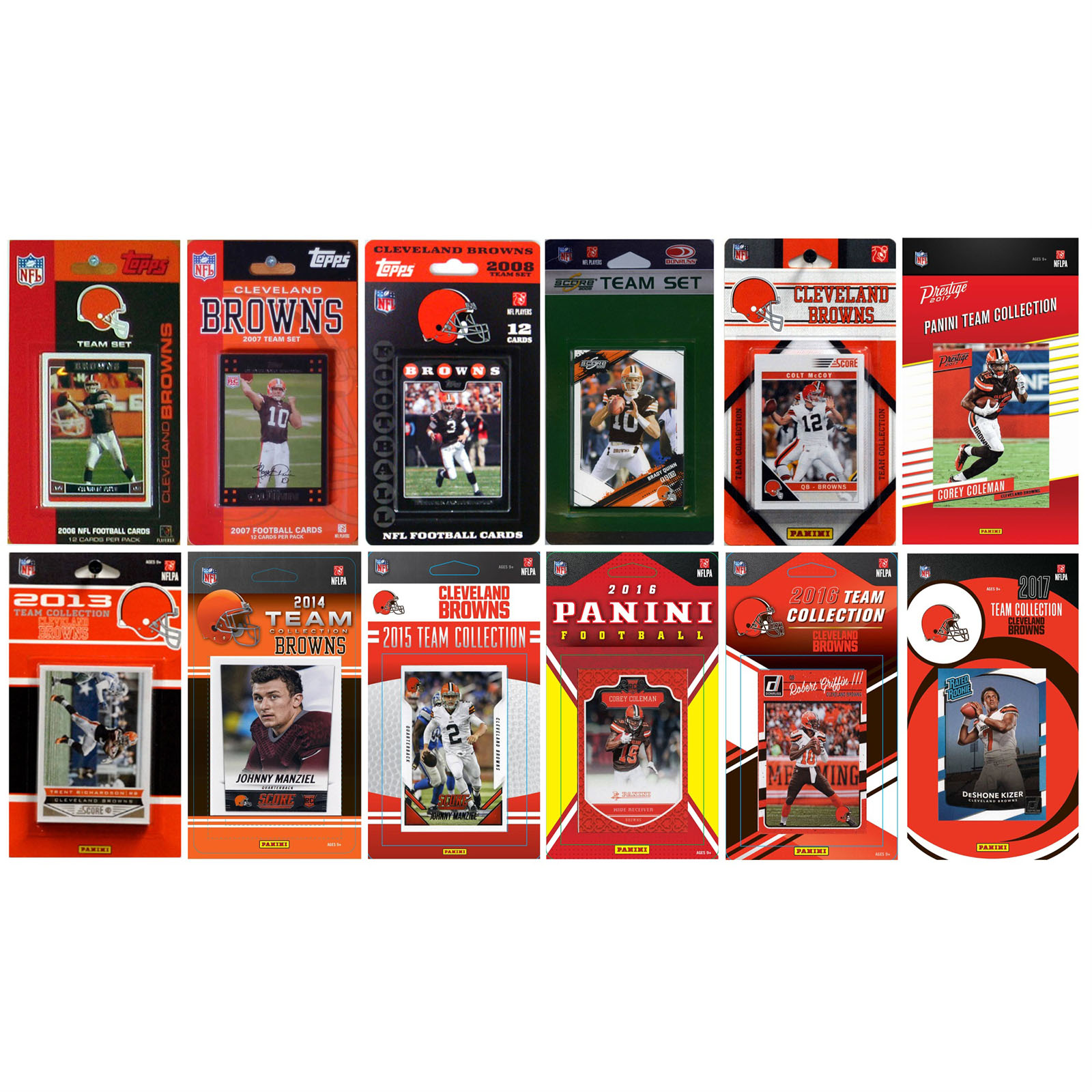 C & I Collectables 12pc. NFL Cleveland Browns Assorted Trading Card Sets