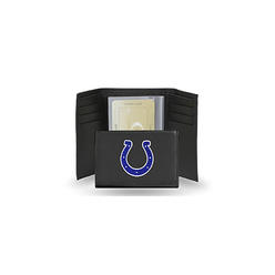 Rico Indianapolis Colts Black Leather Tri-Fold Wallet with Embroidered Team Logo