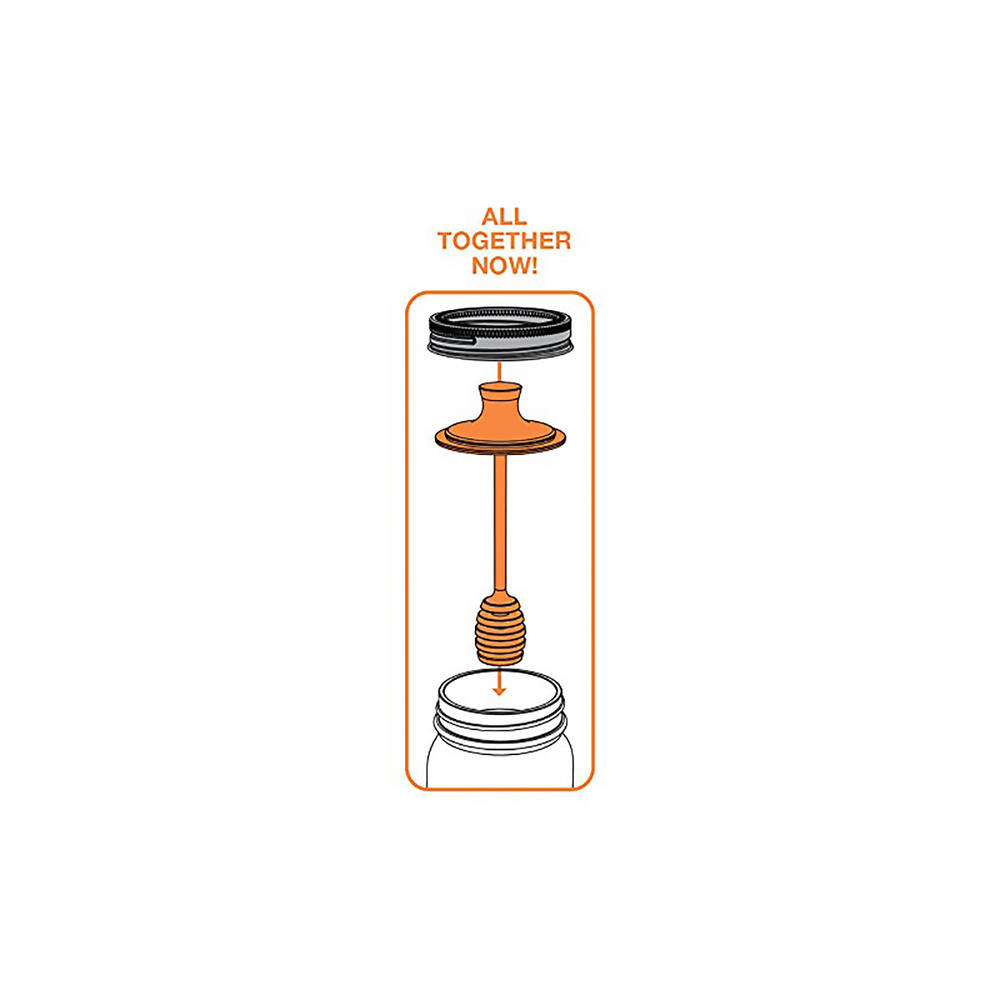 Jarware Honey Dipper Lid for Regular Mouth Mason Jars – Orange