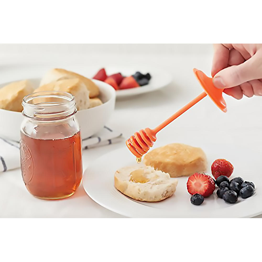 Jarware Honey Dipper Lid for Regular Mouth Mason Jars – Orange