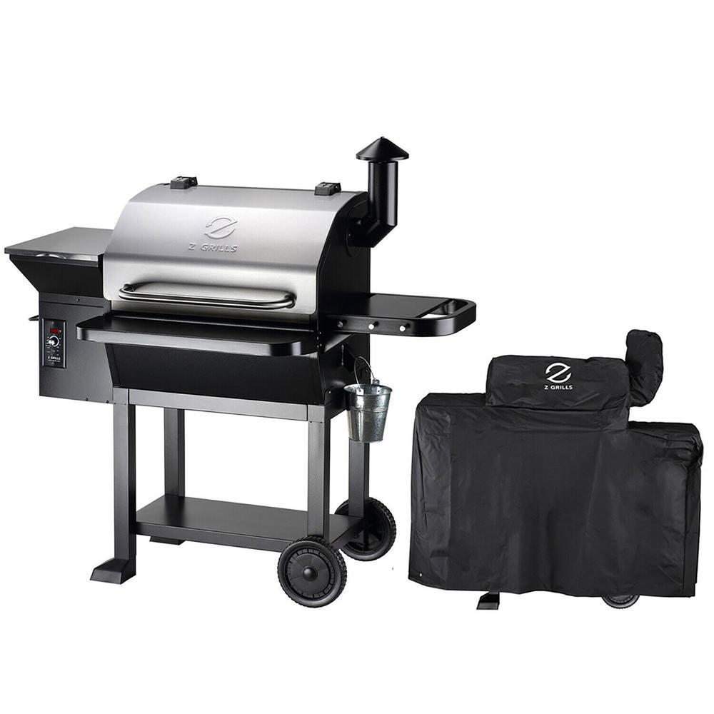 Z Grills  Wood Pellet Grill BBQ Smoker Digital Control with Cover Silver ZPG-10002E