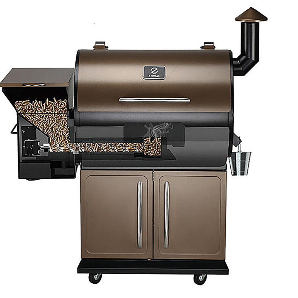 Z Grills Wood Pellet Grill BBQ Smoker Digital Control with Cover Brown