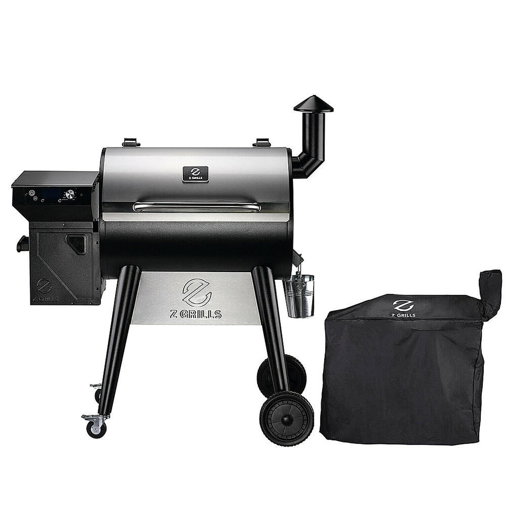 Z Grills  Wood Pellet Grill BBQ Smoker Digital Control with Cover Silver ZPG-7002C2E