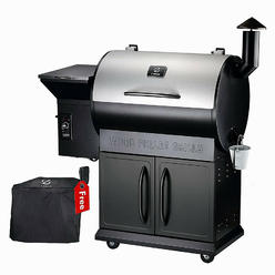 Z Grills Wood Pellet Grill BBQ Smoker Digital Control with Cover Silver ZPG-700D2E