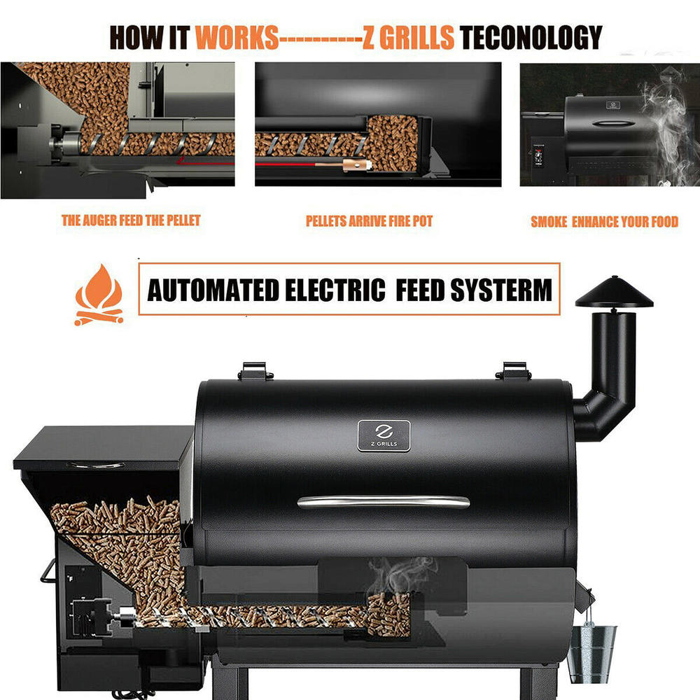 Z Grills  Wood Pellet Grill BBQ Smoker Digital Control with Cover Black ZPG-7002B
