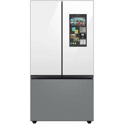 Samsung Bespoke 3-Door French Door Refrigerator (30 cu. ft.)  in White Glass  and Matte Grey Glass Bottom Door Panel