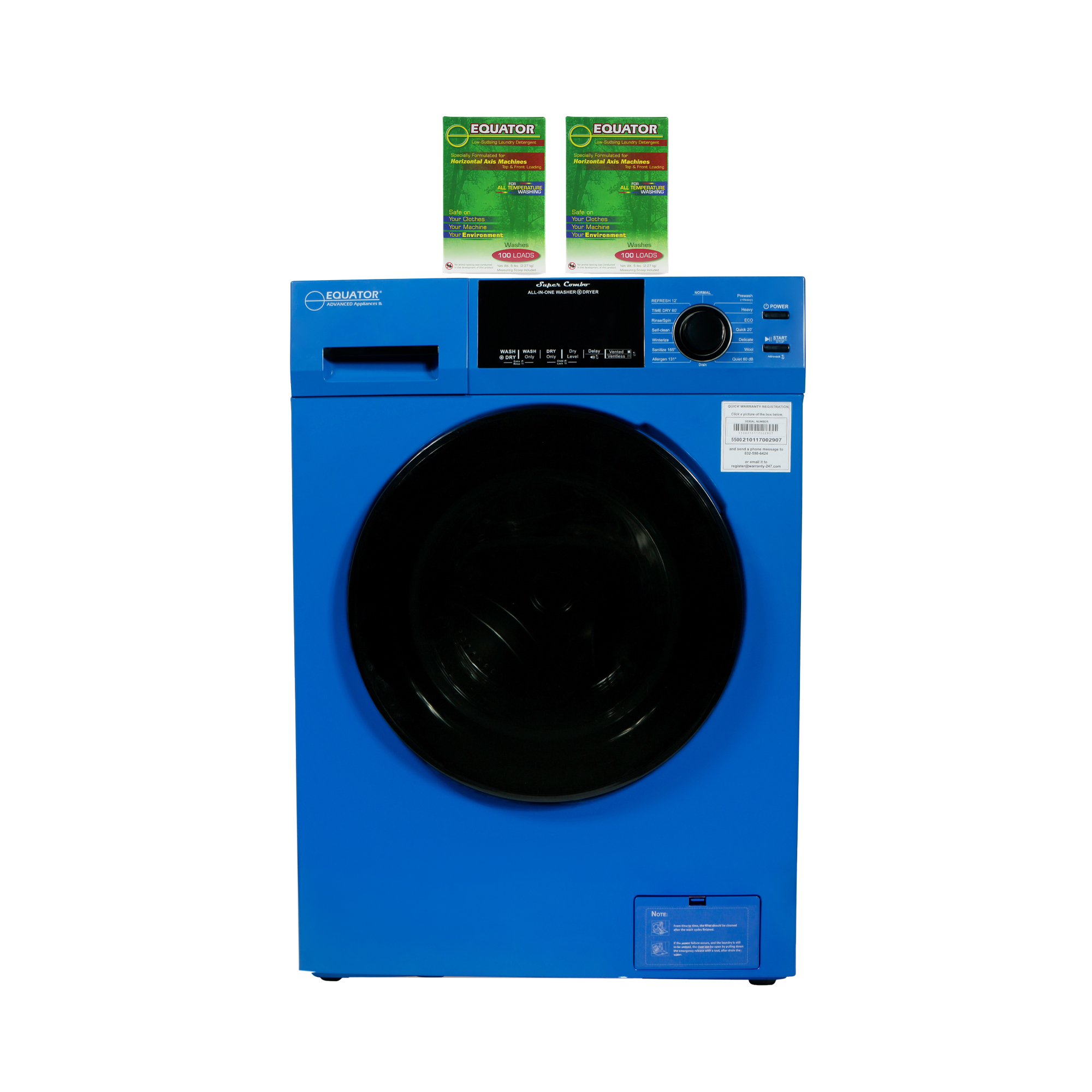 Equator Advanced Appliances EZ5500CVBlue2BoxesofHED 18lb. Combination Washer Dryer with 2 Boxes of HE Detergent - Blue