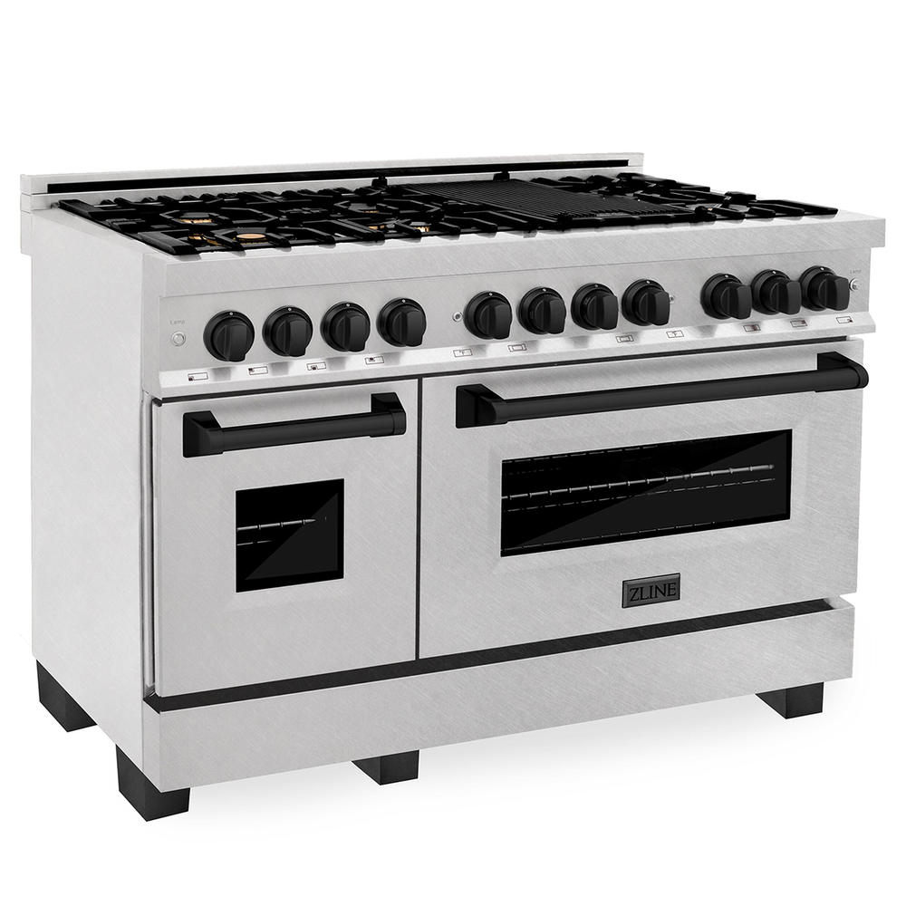 Zline Kitchen and Bath RASZSN48MB Autograph Edition 48" 6.0 cu. ft. Dual Fuel Range with Gas Stove and Electric Oven in DuraSnow