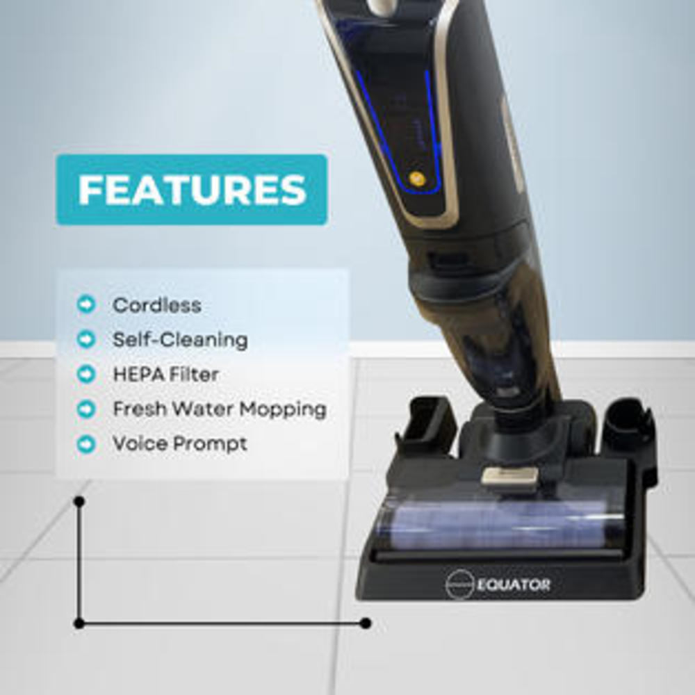 Equator Advanced Appliances VSM6000B  Cordless Self-Cleaning Wet/Dry Vacuum Sweep Mop with Voice Prompt