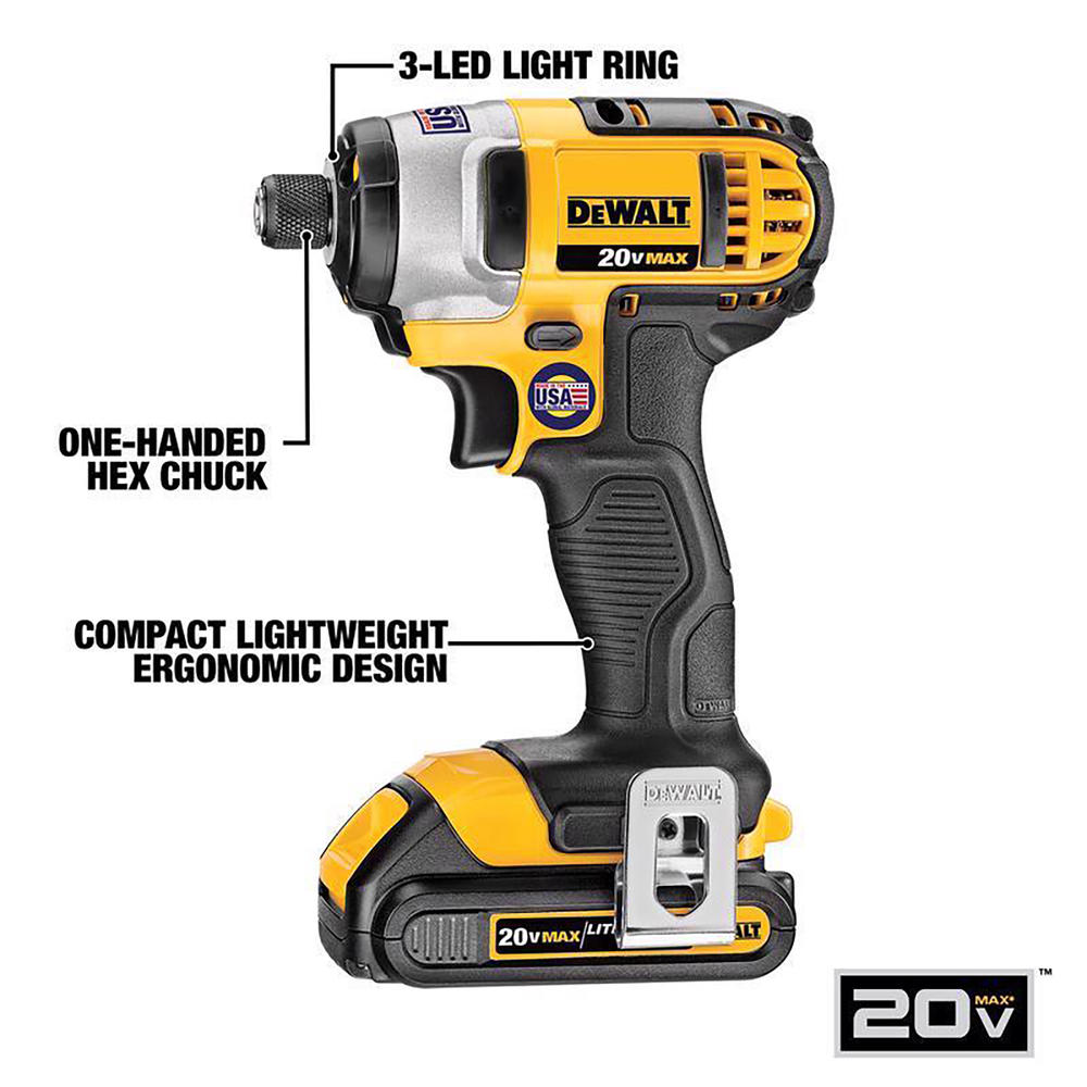 DeWalt DCK241C2 20V 1/2" Drill and Impact Driver Combo Kit with Accessory Kit
