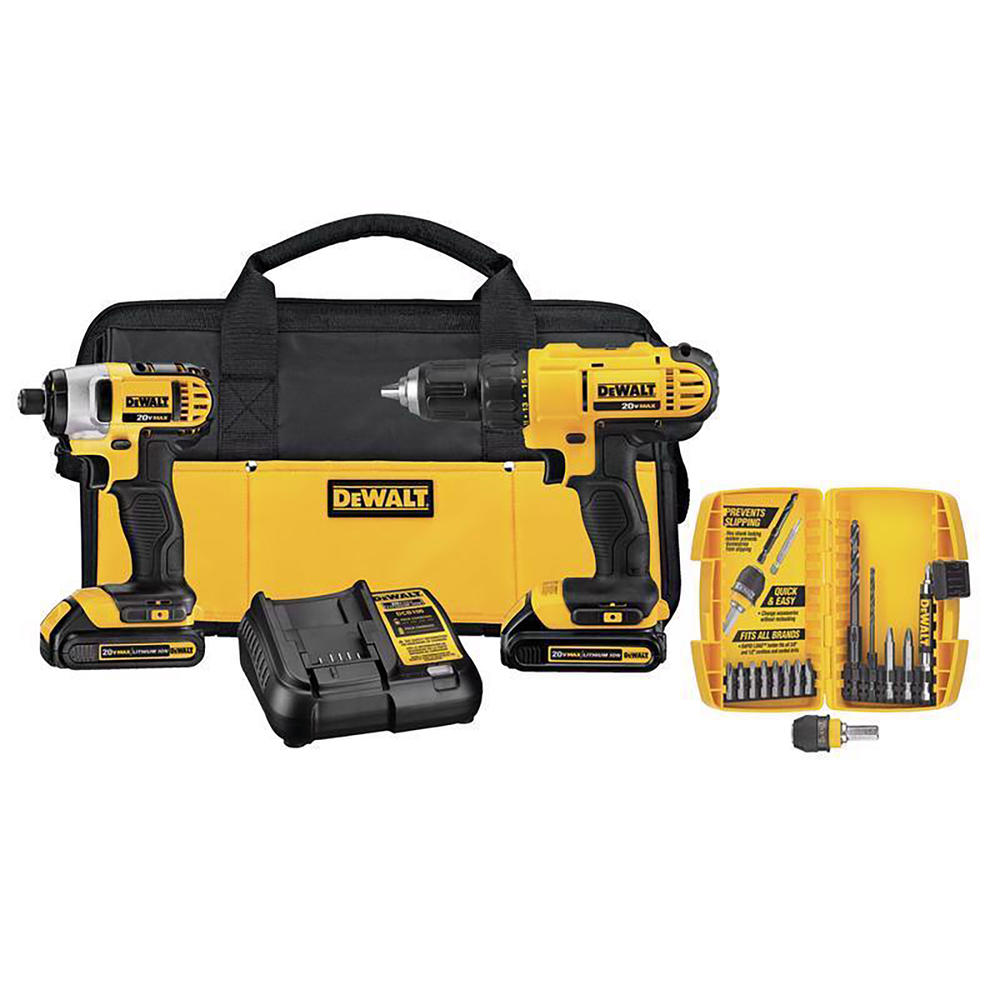 DeWalt DCK241C2 20V 1/2" Drill and Impact Driver Combo Kit with Accessory Kit