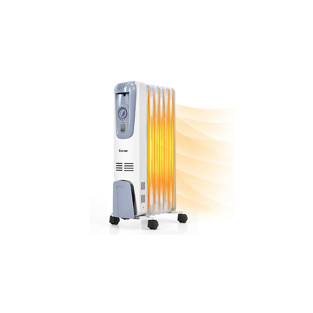 Costway EP22913 1500W Electric Oil Filled Radiator Space Heater With 7 Fins and Thermostat