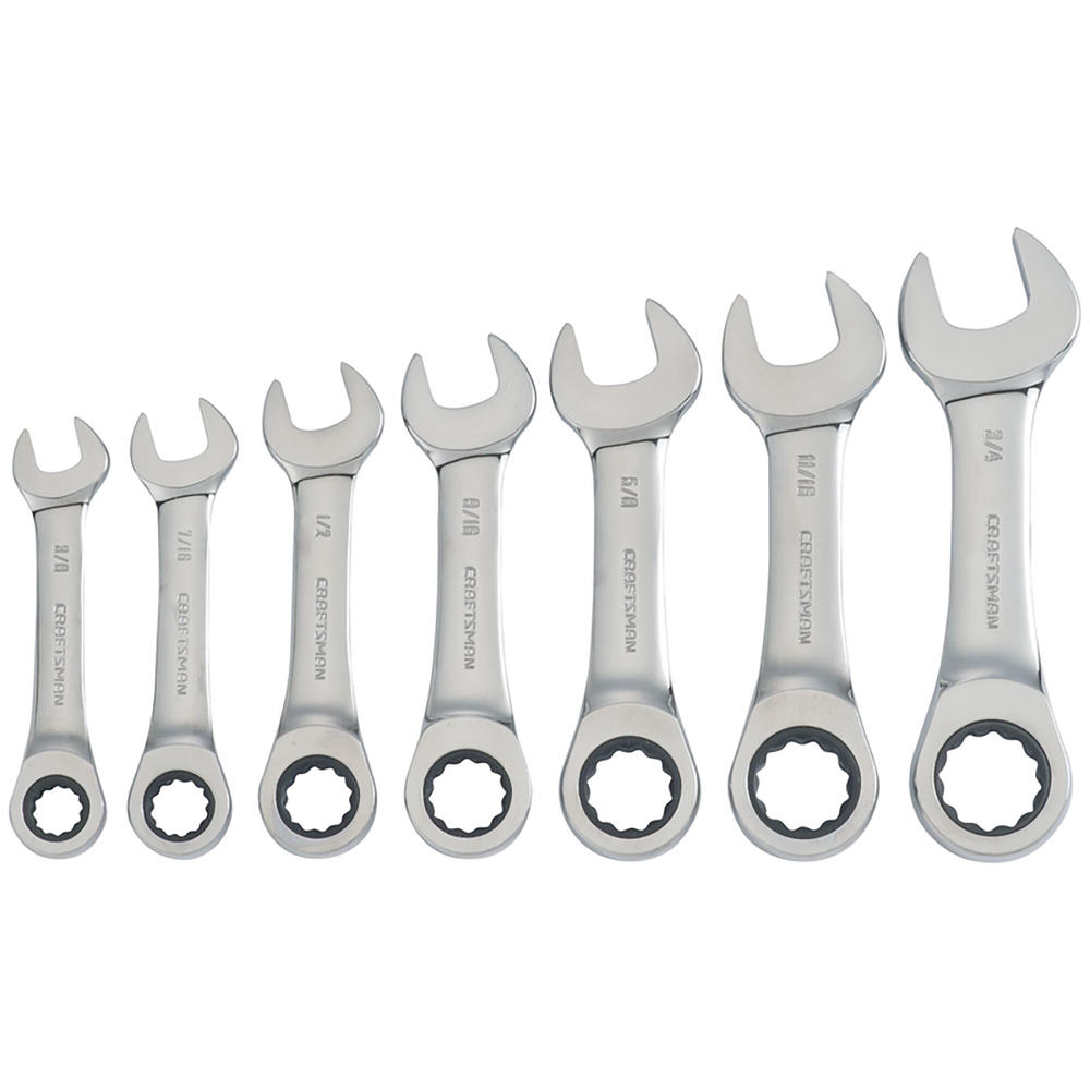 Craftsman 7pc. Stubby Combination Wrench Set Polished Chrome