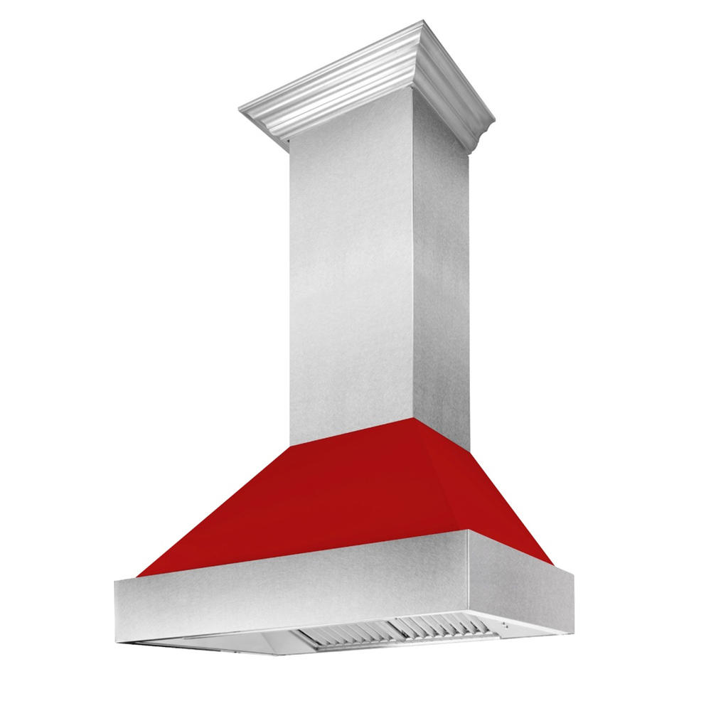 Zline Kitchen and Bath 8654RM-30 30" Ducted DuraSnow Stainless Steel Range Hood with Red Matte Shell