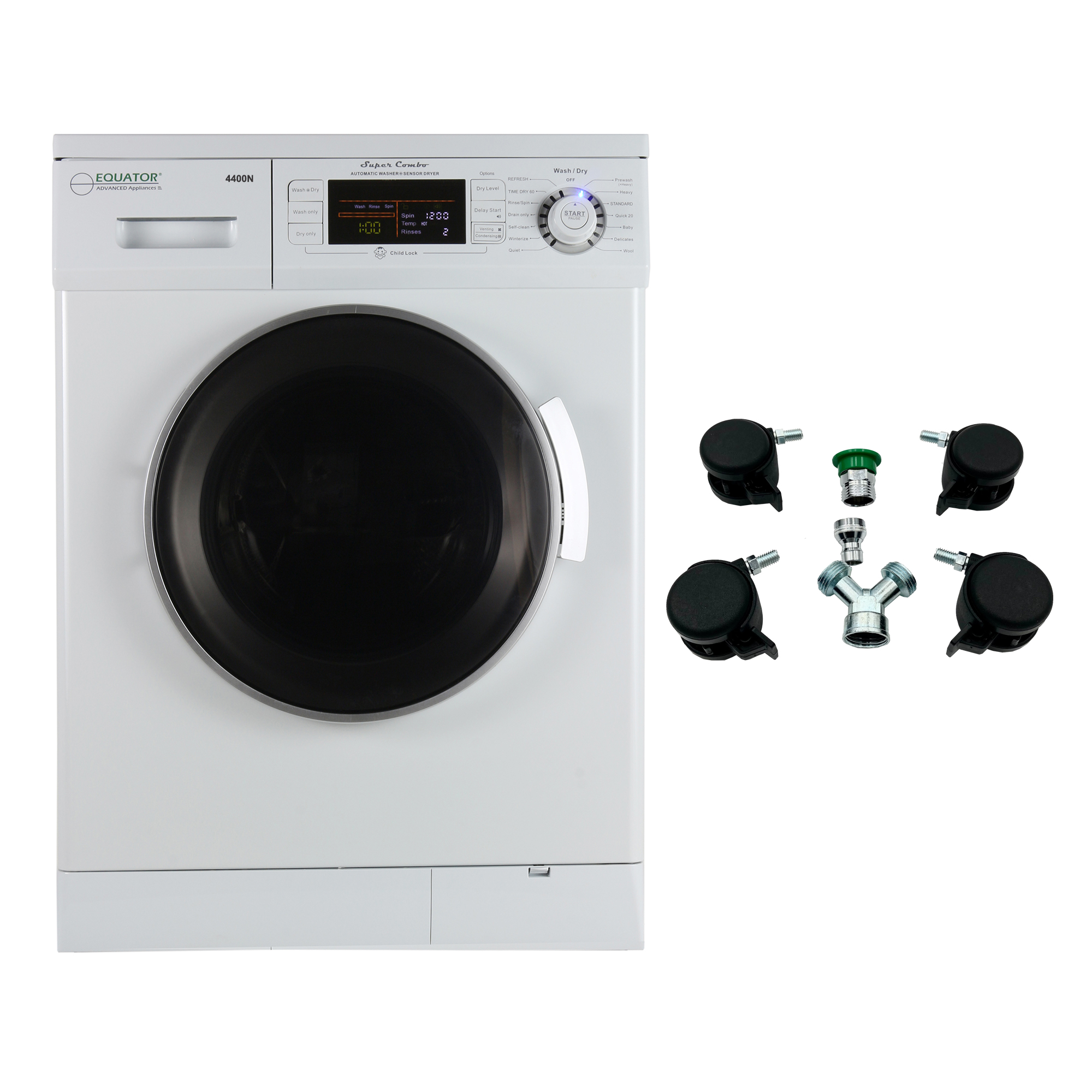 Equator 4400NWPBK1070 ProCompact 13lb. Combo Washer Dryer w/ Portability Kit - White