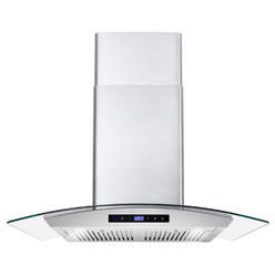 Cosmo Appliances Cosmo 30 in. 380 CFM Ducted Wall Mount Range Hood with Tempered Glass Visor, LCD Display, Permanent Filters and LED Lighting