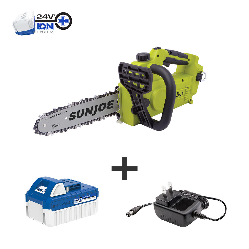 Sun Joe 24V-10CS 10" 24V iON+ Cordless Chain Saw Kit w/ 4.0Ah Battery and Charger