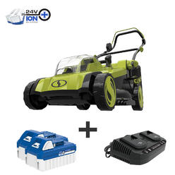 Sun Joe 48-Volt IONMAX Cordless Lawn Mower Kit | 17-inch | 6-Position | W/ 2 x 4.0-Ah Batteries, Dual Port Charger, and Collection Bag