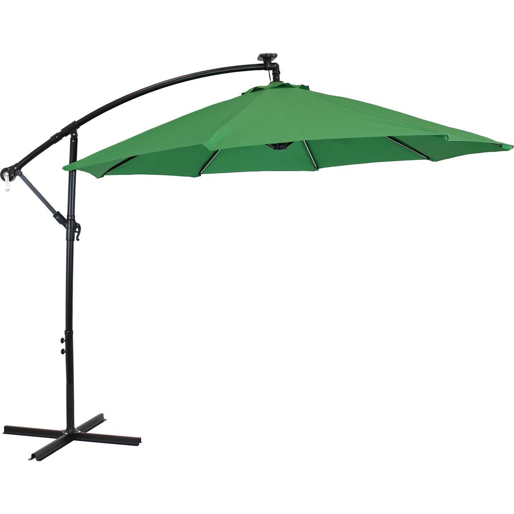 Sunnydaze Decor 10' Offset Patio Umbrella with Solar LED Lights – Emerald