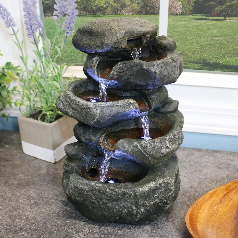 Sunnydaze Decor Indoor Tabletop Fountain: Stacked Rocks Design Illuminated Stunning Gift