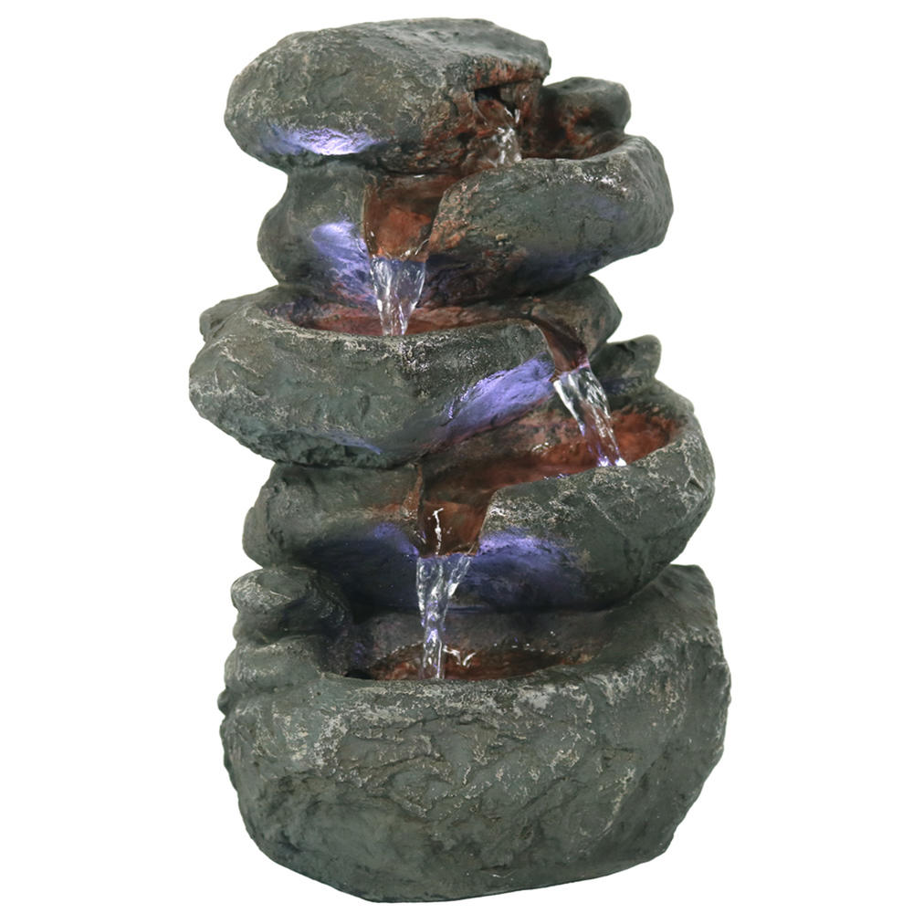 Sunnydaze Decor Indoor Tabletop Fountain: Stacked Rocks Design Illuminated Stunning Gift