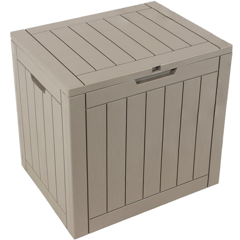 Sunnydaze Decor 32gal. Small Deck Box with Storage and Lockable Lid - Driftwood