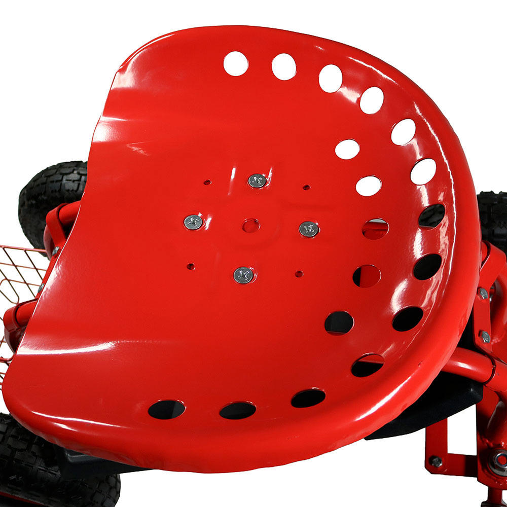 Sunnydaze Decor QH-ESRC004-RD Red Rolling Garden Cart with Extendable Steering Handle Swivel Seat & Basket
