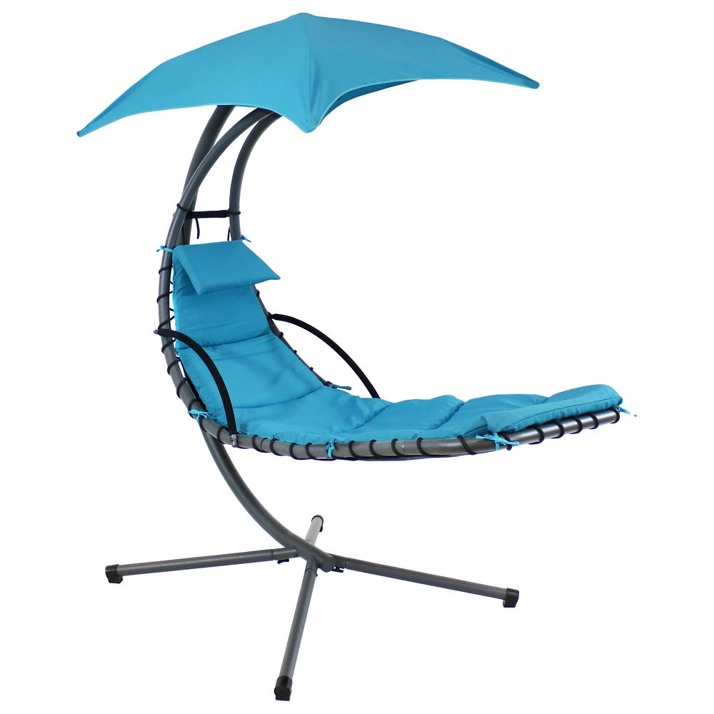 Sunnydaze Decor Floating Chaise Lounge Chair with Umbrella and Cushion - Teal