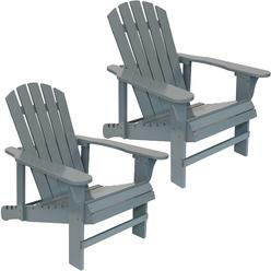 Sunnydaze Decor Wood Adirondack Chair with Adjustable Backrest - Set of 2- Gray