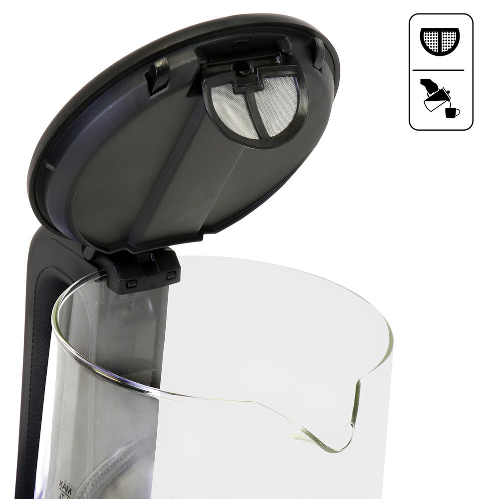 Total Chef TCTKG1.7 Cordless Electric Glass Kettle with LED Light, 1.8 QT/1.7L