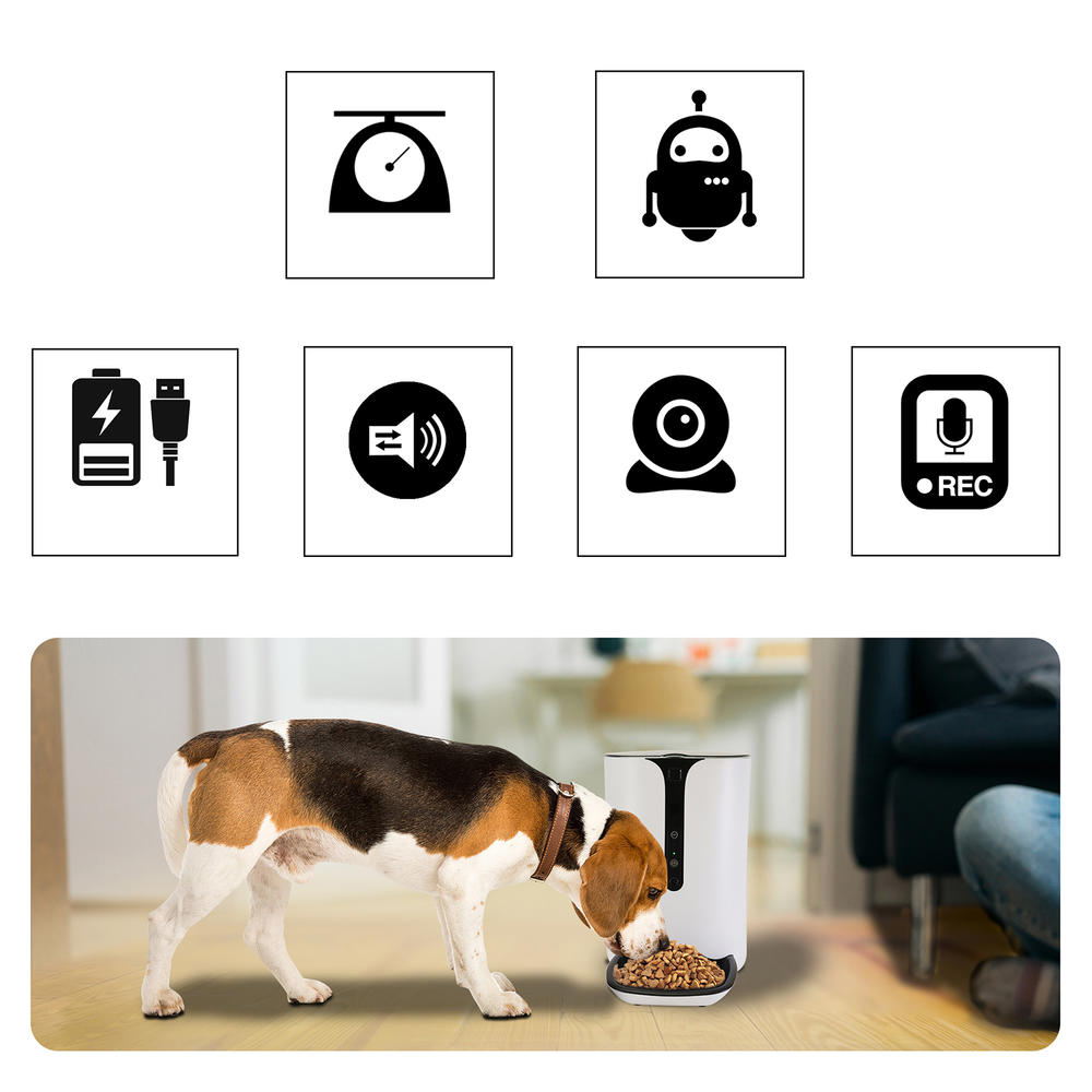 Lentek Smart Pet Feeder with 720p HD Video 2-Way Audio, 200 oz, Free App