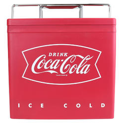 Coca-Cola Retro Ice Chest Style Electric Cooler, 12V DC 110V AC 6 Can Mini Fridge