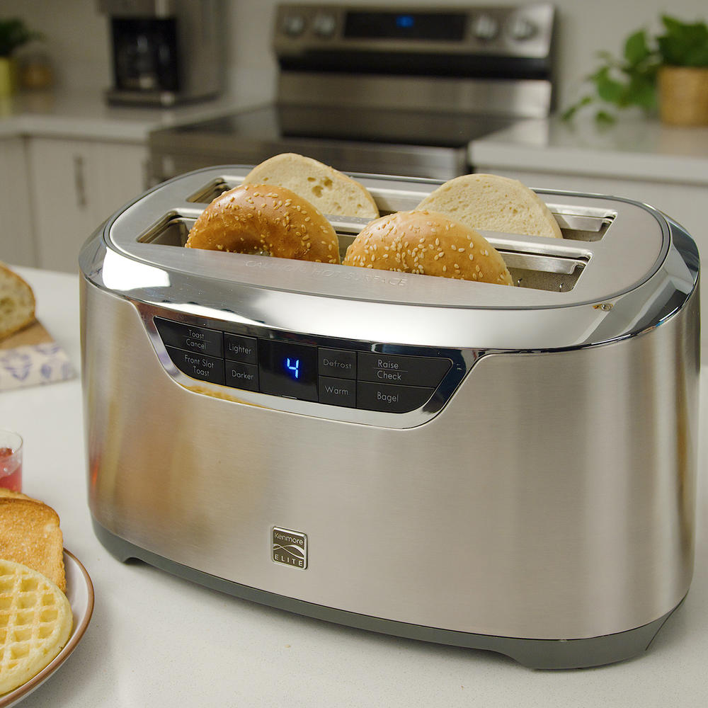 Kenmore KKELST4SS Elite 4-Slice Auto-Lift Long Slot Toaster - Stainless Steel