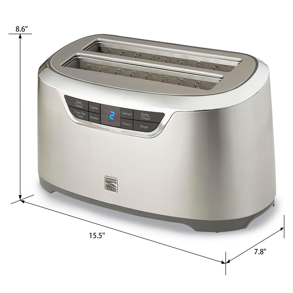 Kenmore KKELST4SS Elite 4-Slice Long Slot Toaster Silver Stainless ...