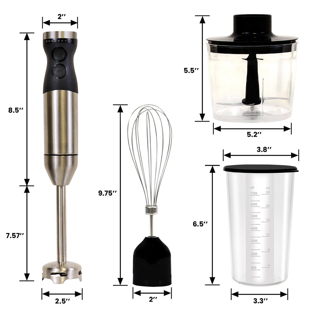 Kenmore KKIBC5SS Immersion 400W Hand Blender Set with Food Chopper and Whisk