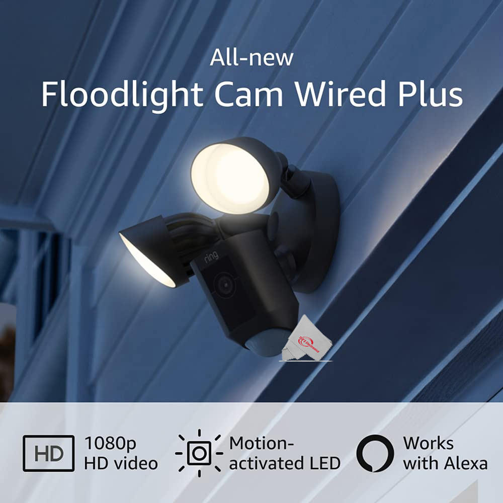 ring Floodlight Cam Wired Plus Outdoor Camera - Black