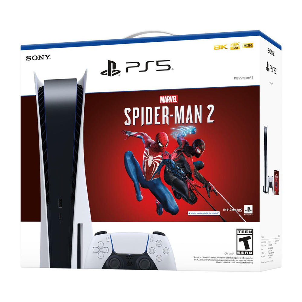 Sony Playstation 5 Standard Console with Spider-Man 2, White