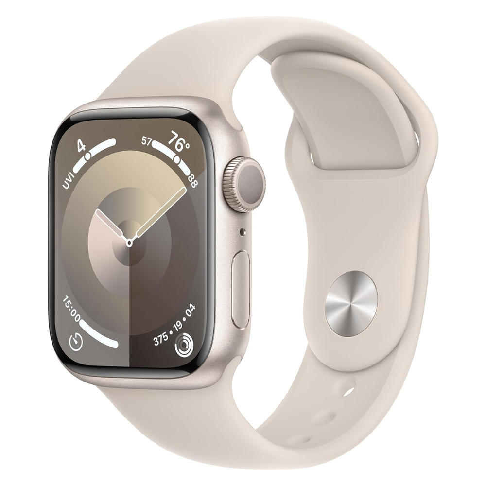 Apple MR8T3LL/A Watch Series 9 GPS 41mm Starlight Aluminum Case with Starlight Sport Band - S/M