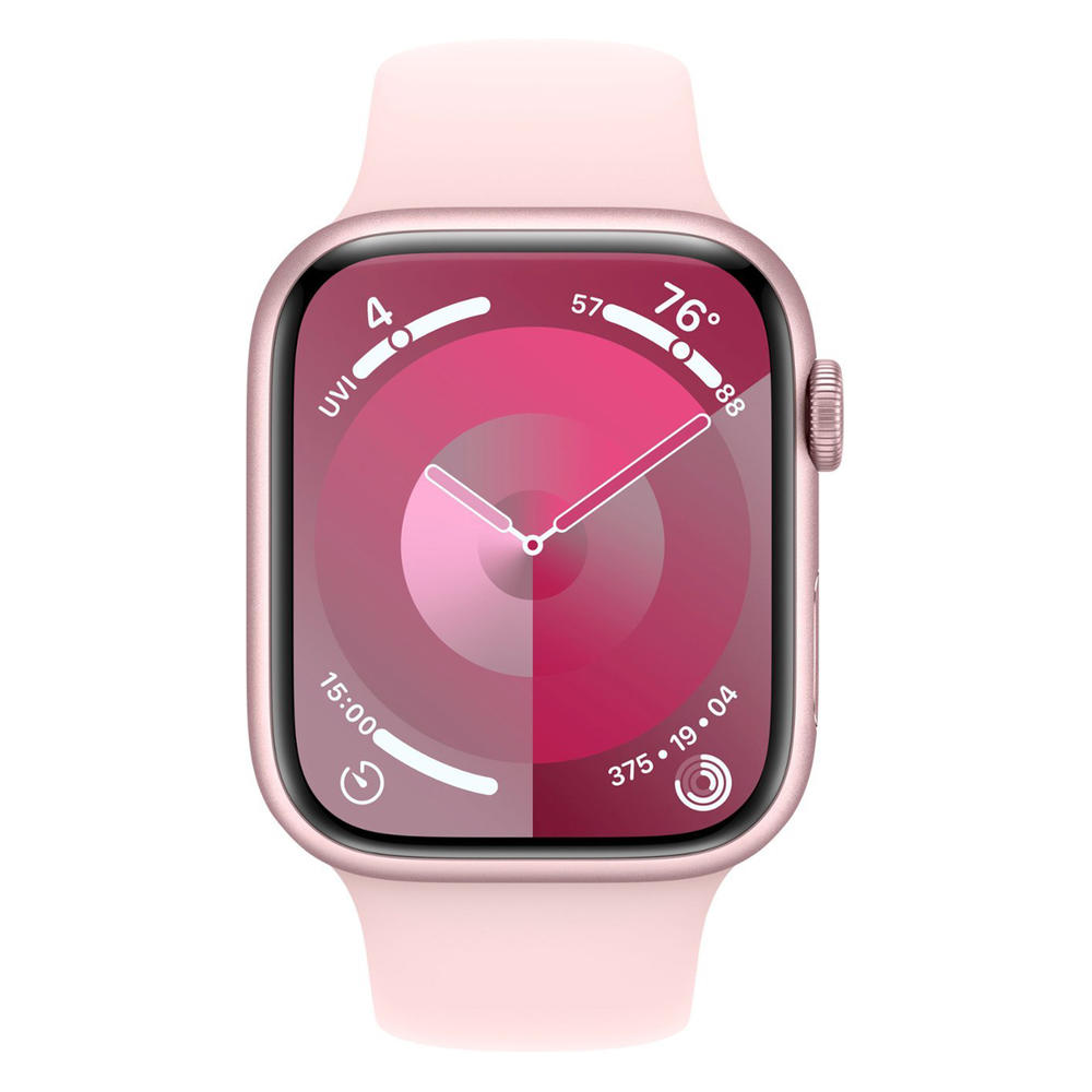 Apple MR9H3LL/A Watch Series 9 GPS 45mm Pink Aluminum Case with Light Pink Sport Band - M/L