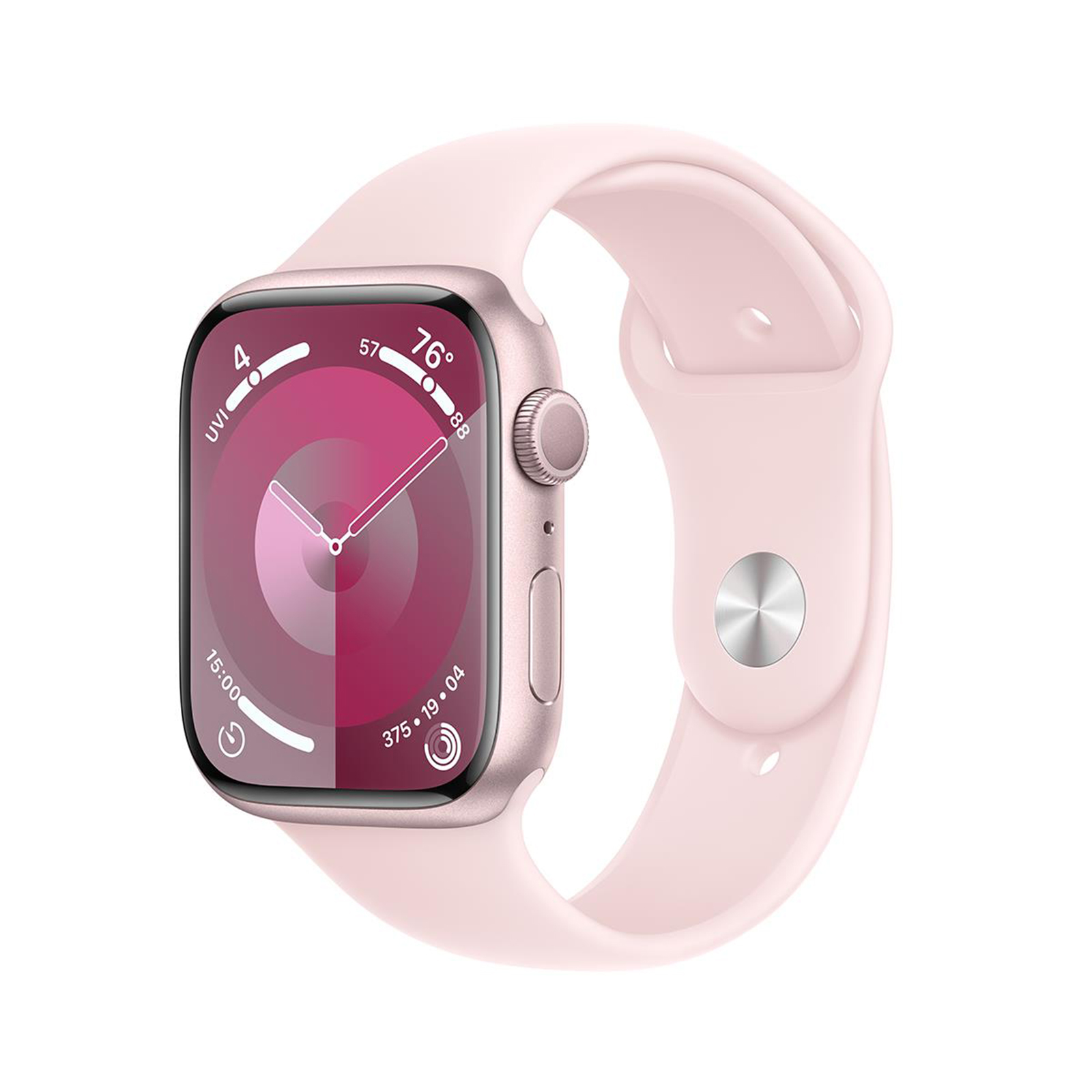 Apple MR9G3LL/A Watch Series 9 GPS 45mm Pink Aluminum Case with Light Pink Sport Band - S/M