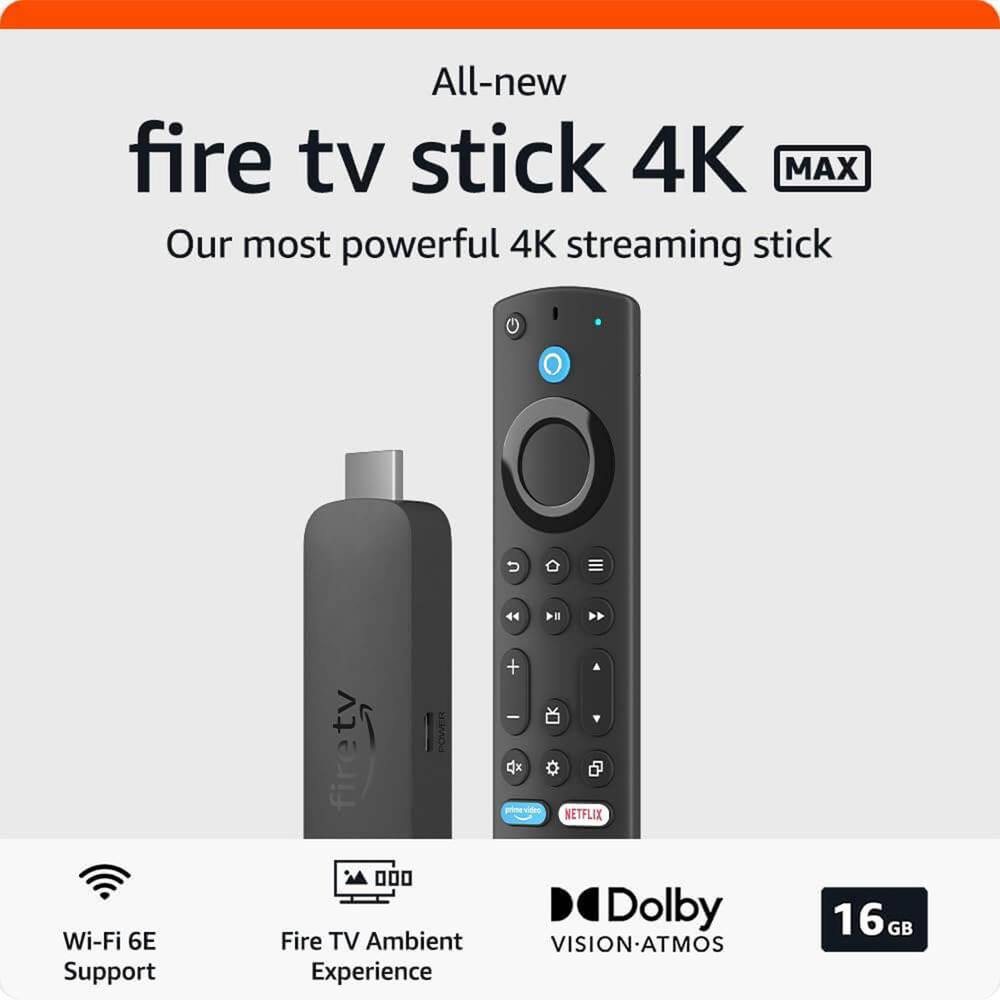Amazon B0BP9MDCQZ Fire TV Stick 4K Streaming Device w/ Wi-Fi 6, Dolby Vision/Atmos, free & live TV - Black