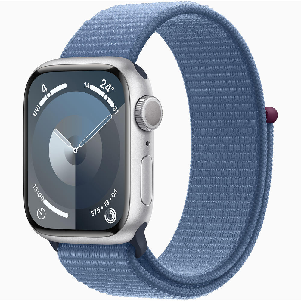 Apple MR923LL/A Watch Series 9 GPS 41mm Silver Aluminum Case with Winter Blue Sport Loop