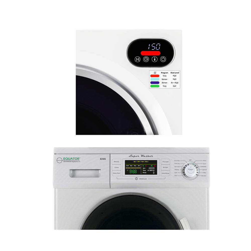 Equator Advanced Appliances EW824NED848 Pro Ultra 13lb. Compact 110V Washer and 2.6cu.ft. Vented Digital Dryer