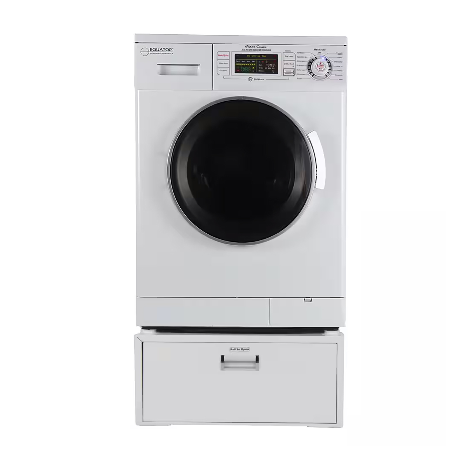 Equator EZ4400NWPDL4455  Compact 13 lbs Combination Washer DryerVented/Ventless Dry - Laundry Pedestal with Drawer