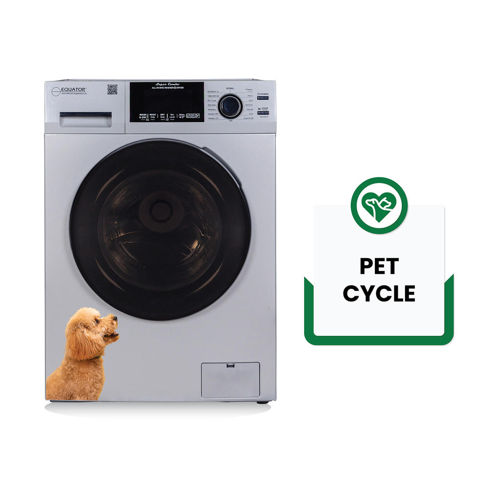 Equator Advanced Appliances 4600S 4600 S Equator 1.62 cu.ft./15 lbs All in One Combo Washer Dryer with Pet Cycle in Silver