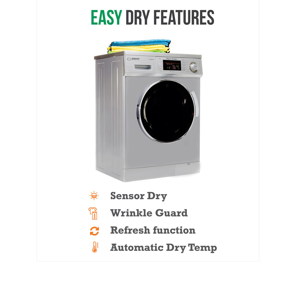 Equator Advanced Appliances EZ4400CV-Silver EZ 4400 CV Silver All-in-one Compact Combo Washer Dryer 1200 rpm spin Auto water lev